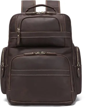 Vintage Genuine Leather Large Backpack For Men Rucksack Handbag Travel Daypack Fits 16” Laptop