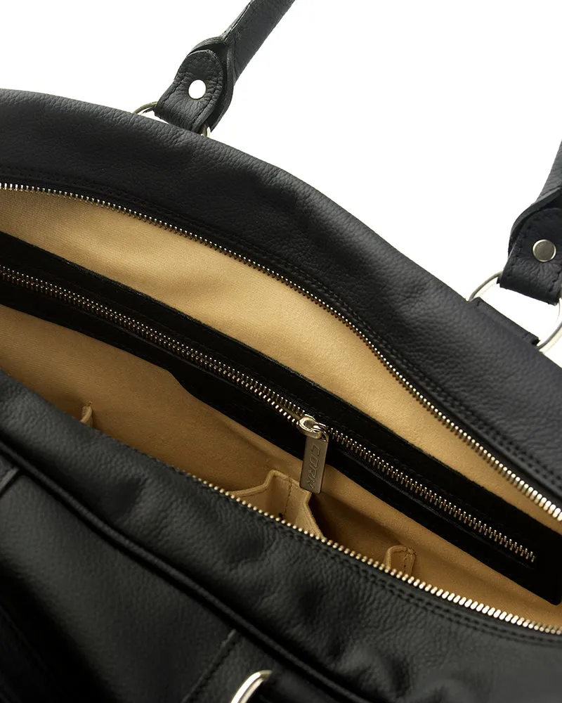 Vintage Leather Handbag Black/Silver