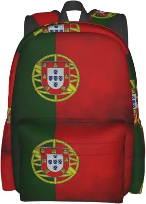 Vintage Portugal Portuguese Flag Casual Backpack Large Capacity Travel Backpacks Laptop Daypack Commuter Rucksack Adjustable Strap Sports Bags for Hiking Biking