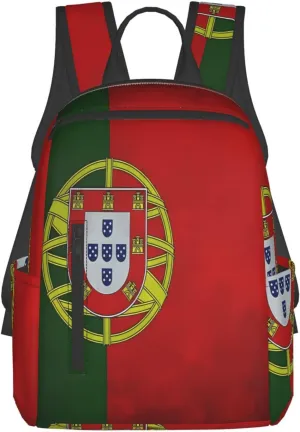 Vintage Portugal Portuguese Flag Casual Laptop Backpack Travel Rucksack Sports Daypack Adjustable Strap Bags with Multi-Pockets for Working Running Camping