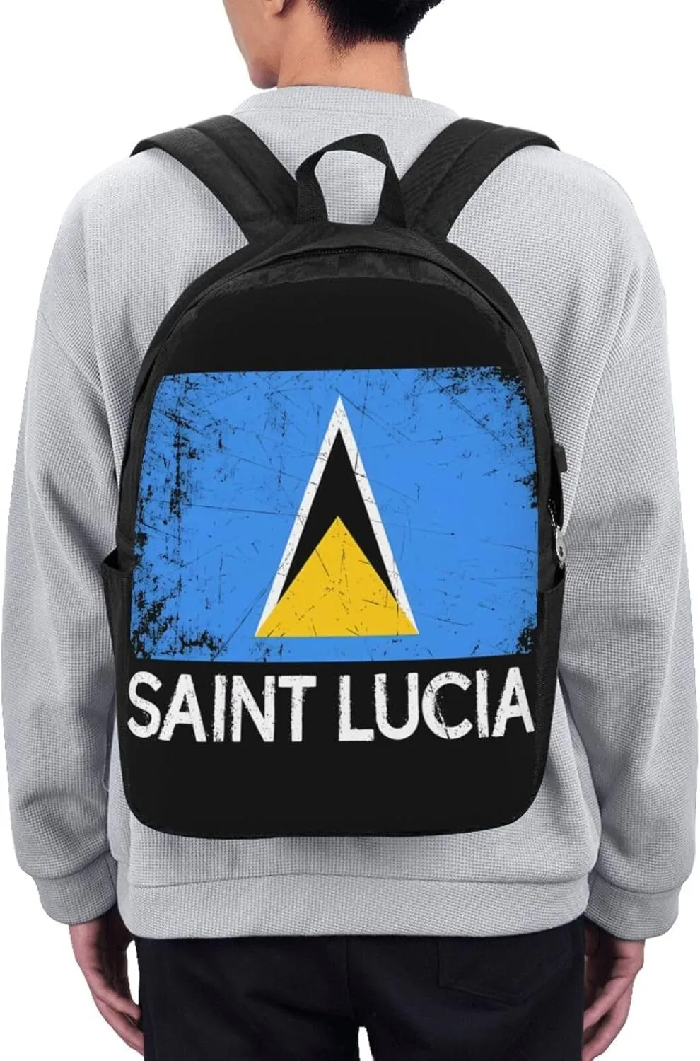 Vintage Saint Lucian Lucia Flag Laptop Backpacks Travel Backpack Casual Business Daypack Sport Rucksack Computer Bag Fits up to 17 Inch Notebook with USB Port