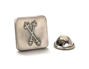 Vintage Ski Poles Lapel Pin | Antique Silver Skiing Pin for Winter Sports Fans