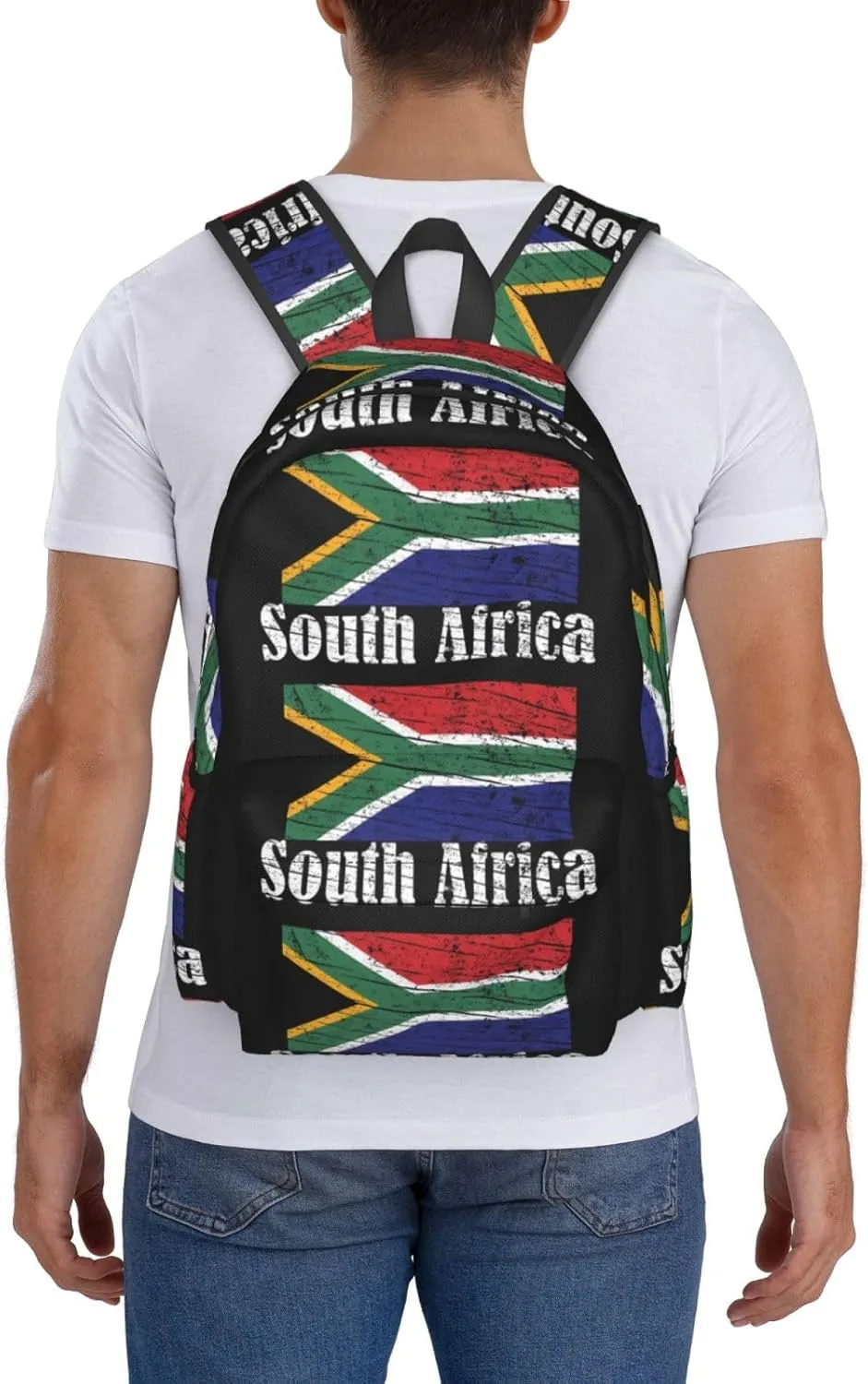 Vintage South Africa African Flag Casual Backpack Large Capacity Travel Backpacks Laptop Daypack Commuter Rucksack Adjustable Strap Sports Bags for Hiking Biking