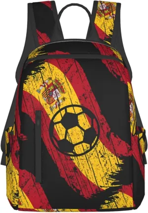 Vintage Spain Spanish Espana Soccer Football Flag Casual Laptop Backpack Travel Rucksack Sports Daypack Adjustable Strap Bags with Multi-Pockets for Working Running Camping