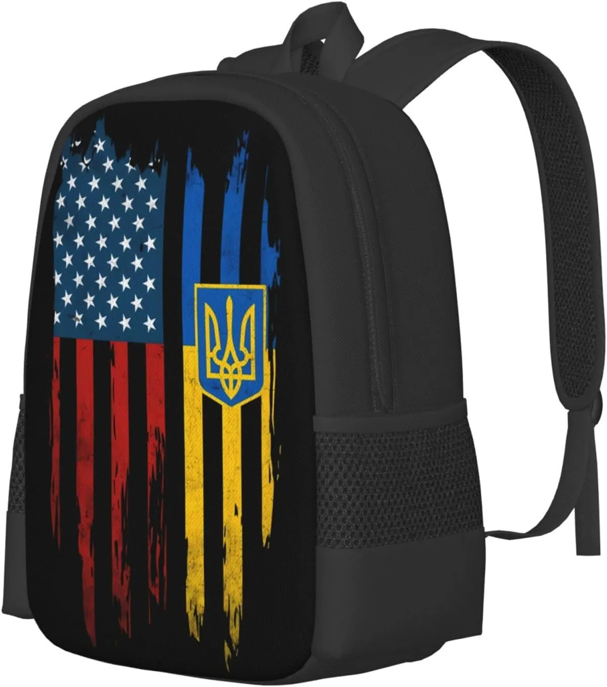 Vintage Ukrainian Ukraine American Flag Casual Backpacks Large Capacity Backpack Laptop Rucksack Sport Daypack Commuter Bags with Adjustable Strap for Traveling Camping