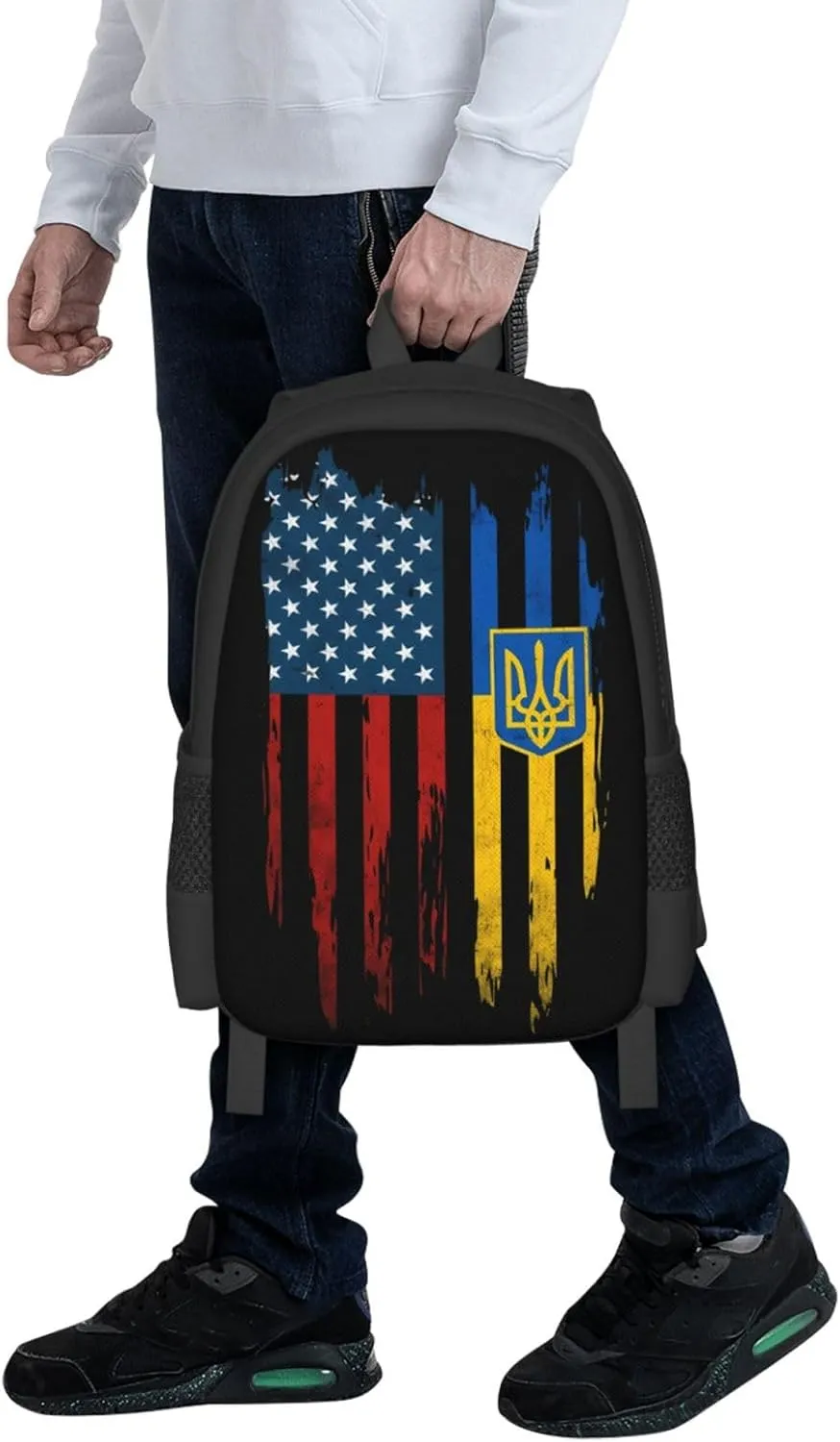 Vintage Ukrainian Ukraine American Flag Casual Backpacks Large Capacity Backpack Laptop Rucksack Sport Daypack Commuter Bags with Adjustable Strap for Traveling Camping