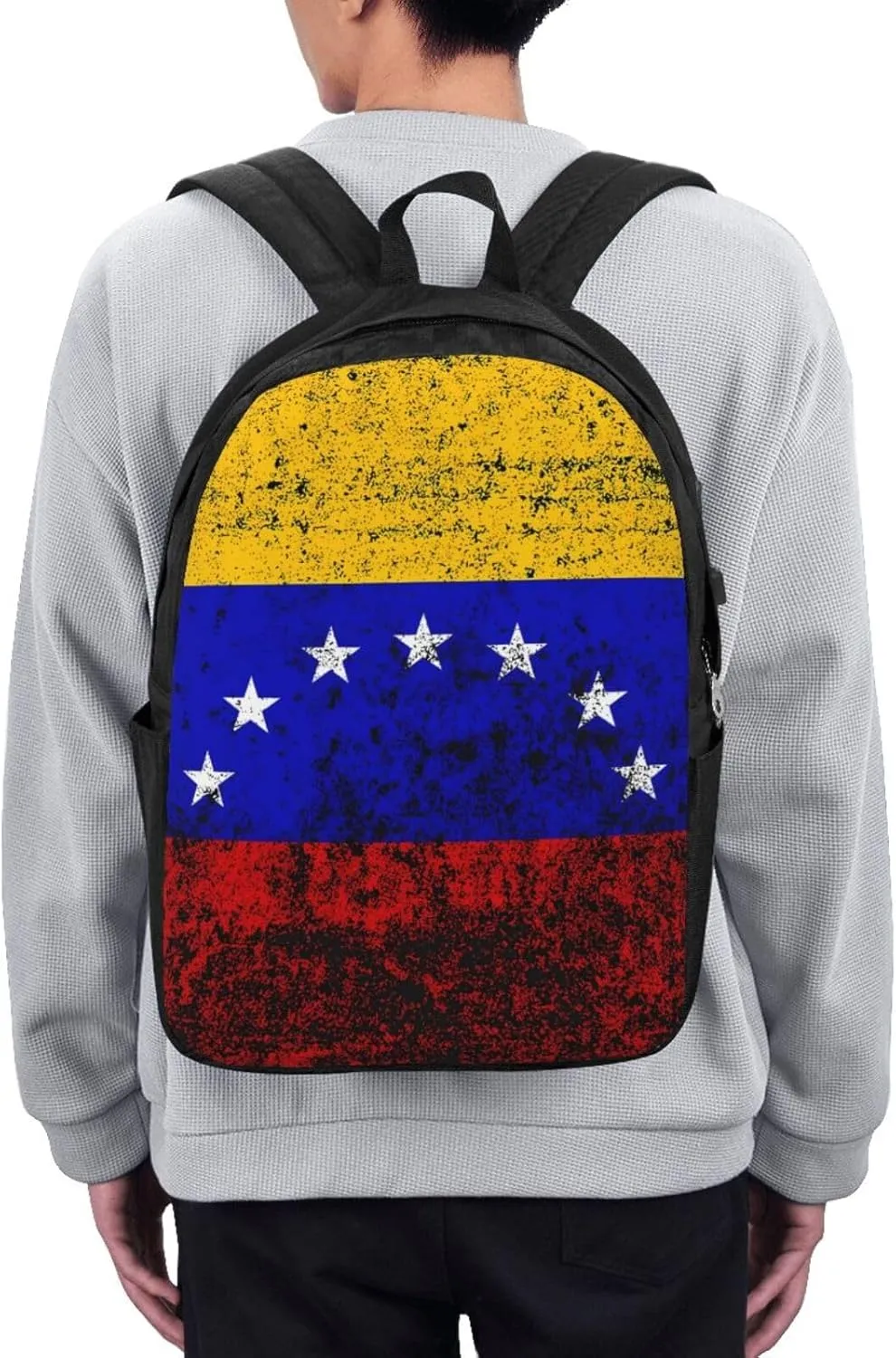 Vintage Venezuelan Venezuela Flags Laptop Backpacks Travel Backpack Casual Business Daypack Sport Rucksack Computer Bag Fits up to 17 Inch Notebook with USB Port