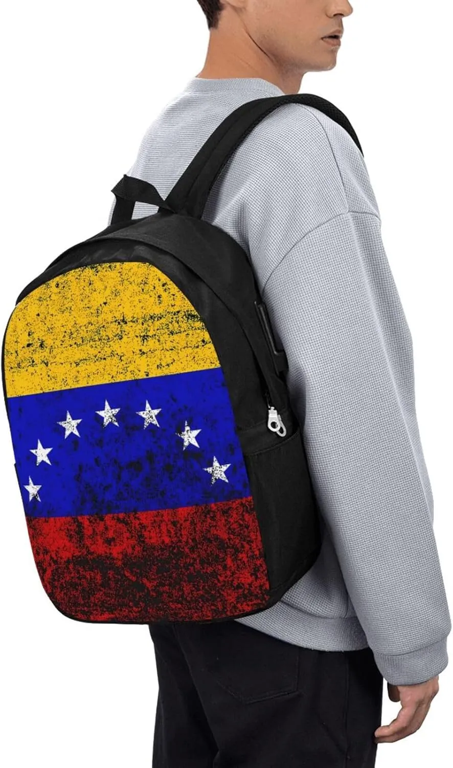 Vintage Venezuelan Venezuela Flags Laptop Backpacks Travel Backpack Casual Business Daypack Sport Rucksack Computer Bag Fits up to 17 Inch Notebook with USB Port