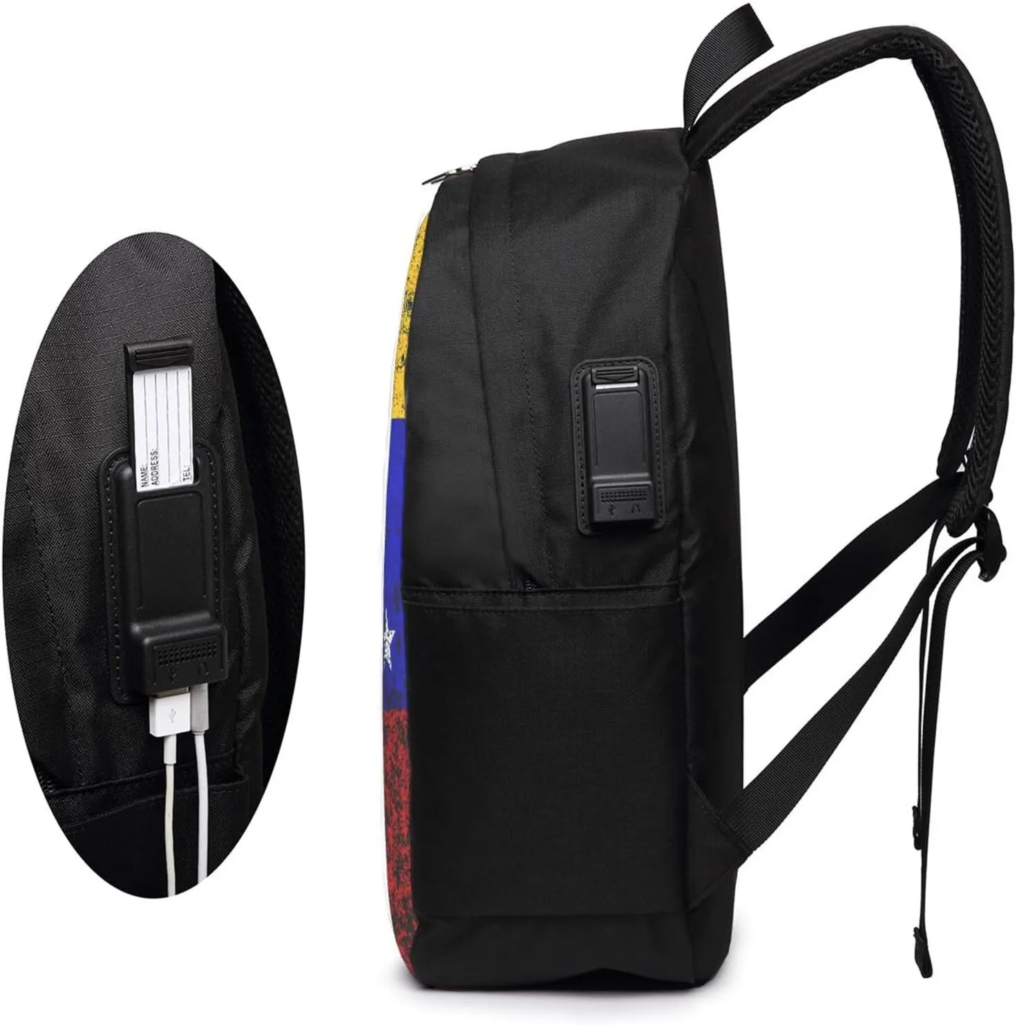 Vintage Venezuelan Venezuela Flags Laptop Backpacks Travel Backpack Casual Business Daypack Sport Rucksack Computer Bag Fits up to 17 Inch Notebook with USB Port