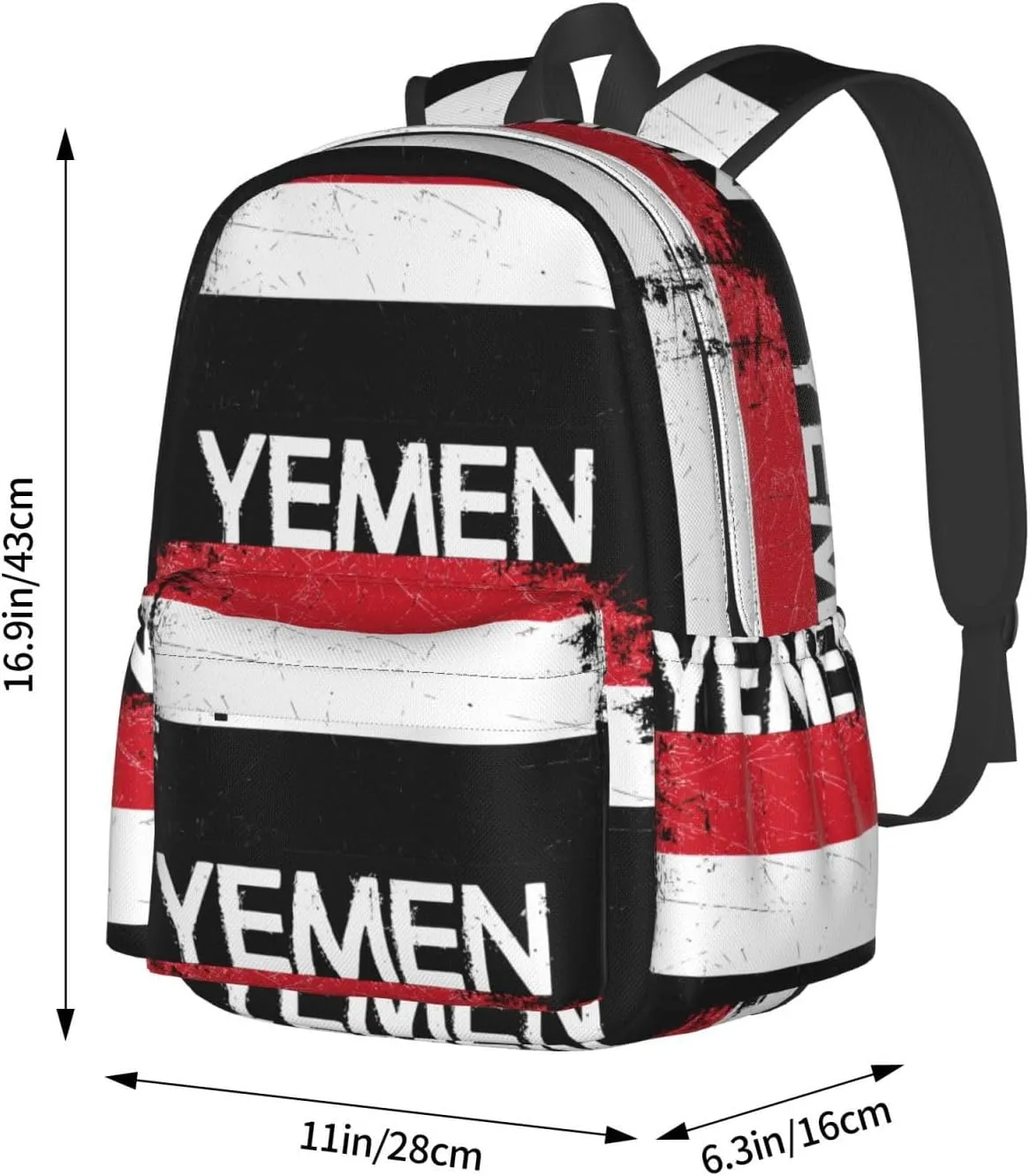 Vintage Yemen Yemeni Yemenian Flag Casual Backpack Large Capacity Travel Backpacks Laptop Daypack Commuter Rucksack Adjustable Strap Sports Bags for Hiking Biking