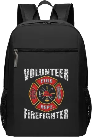 Volunteer Firefighters Travel Laptop Backpack, Business Anti Theft Slim Sturdy Laptops Backpacks, College Computer Bag Gift for Men & Women Fits 17 Inch Notebook,Black