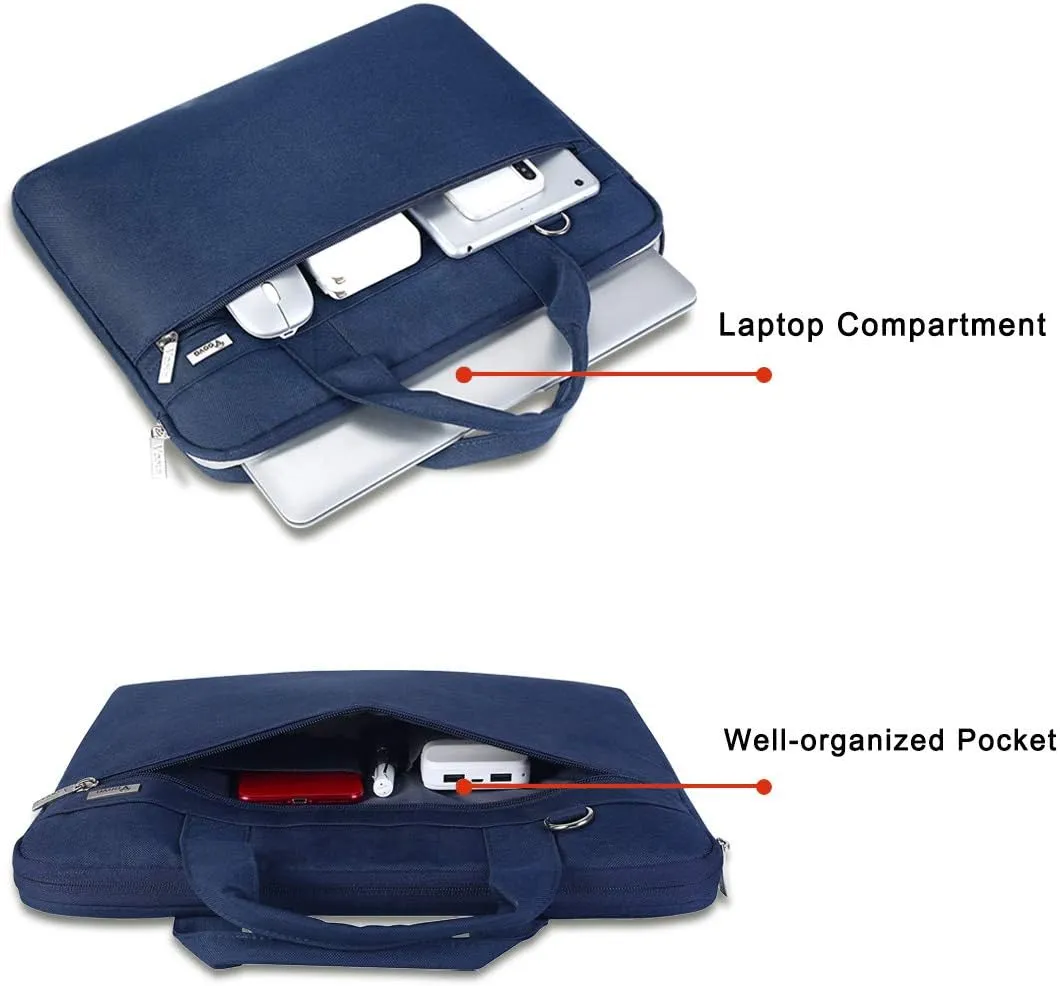 Voova Laptop Bag 13-14 Inch, 360° Protective Laptop Case Sleeve with Shoulder Strap Compatible with Macbook Air 13, MacBook Pro 13/14, Waterproof Computer Bag Slim Briefcase for Men Women, Blue