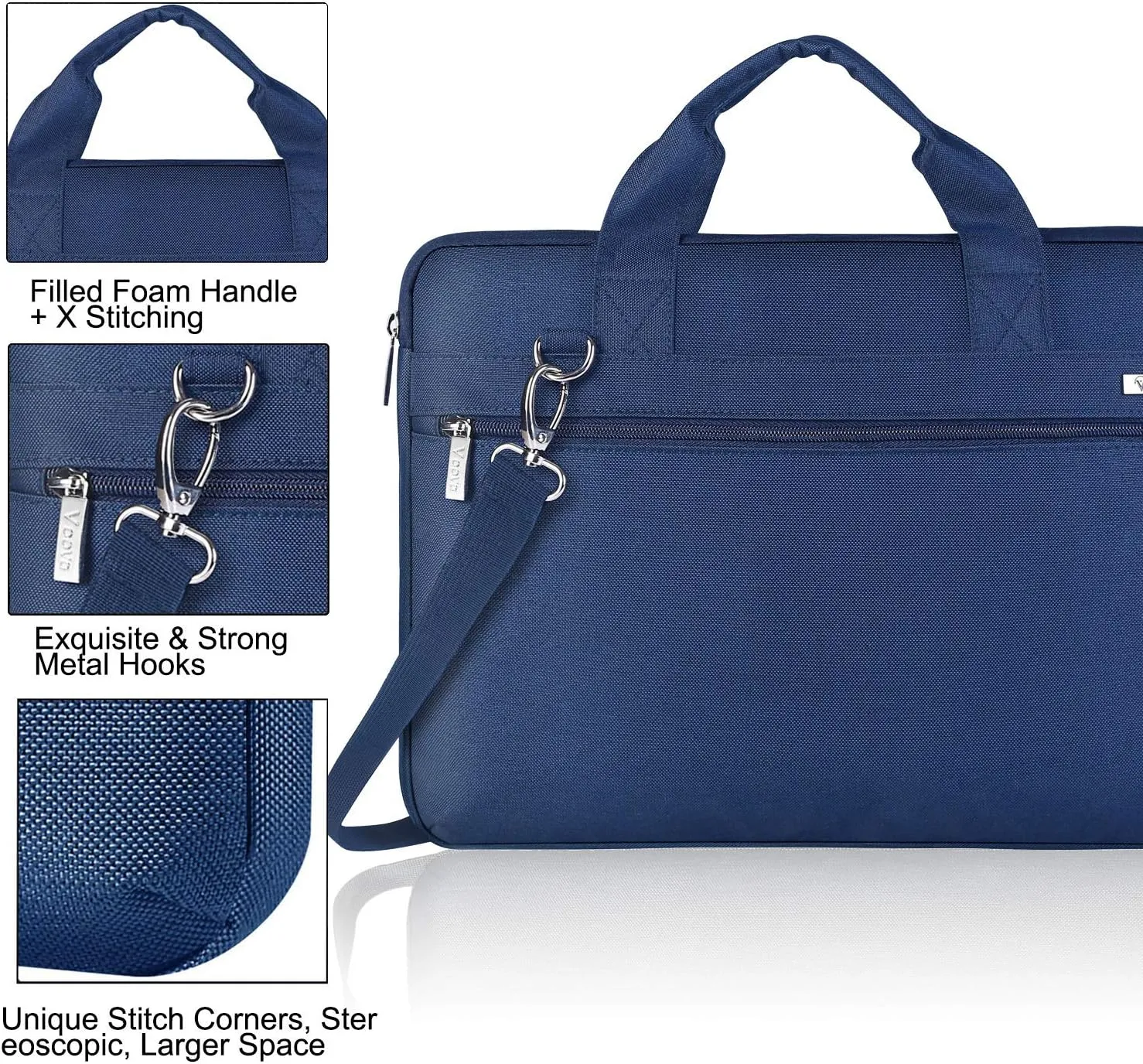 Voova Laptop Bag 13-14 Inch, 360° Protective Laptop Case Sleeve with Shoulder Strap Compatible with Macbook Air 13, MacBook Pro 13/14, Waterproof Computer Bag Slim Briefcase for Men Women, Blue