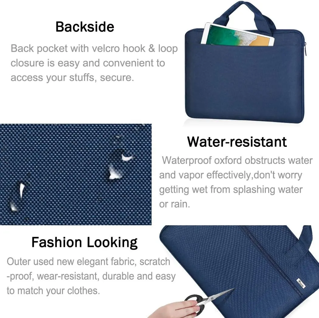 Voova Laptop Bag 13-14 Inch, 360° Protective Laptop Case Sleeve with Shoulder Strap Compatible with Macbook Air 13, MacBook Pro 13/14, Waterproof Computer Bag Slim Briefcase for Men Women, Blue