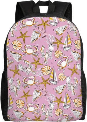 VOSERY Travel Laptop Backpack for Men Women with Adjustable Padded Shoulder Straps, Seafood Waterproof Backpack with Laptop Sleeve, Computer Backpack Bag Fit 15 Inch Laptop