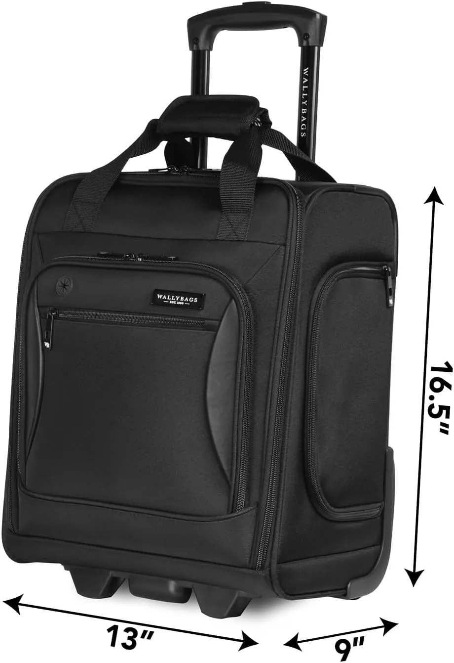 WallyBags Solutions 16” Underseat Bag with Padded Laptop and Electronics Pockets