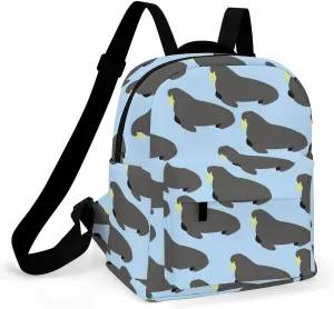 Walrus Animal Ocean Pattern Backpack Shoulders Bag Sports Backpack for Party Business Travel