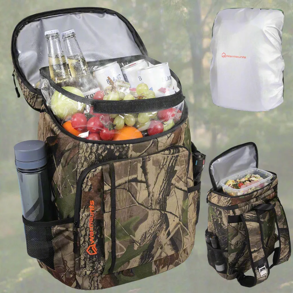 WARMOUNTS Backpack Cooler Insulated 36 Cans W/ Insulating Cover, Upgraded Leakproof Soft Cooler Backpack 2 Compartment for Camping Hiking Picnic Beach