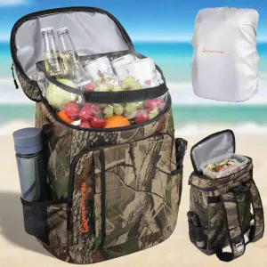 WARMOUNTS Backpack Cooler Insulated 36 Cans W/ Insulating Cover, Upgraded Leakproof Soft Cooler Backpack 2 Compartment for Camping Hiking Picnic Beach