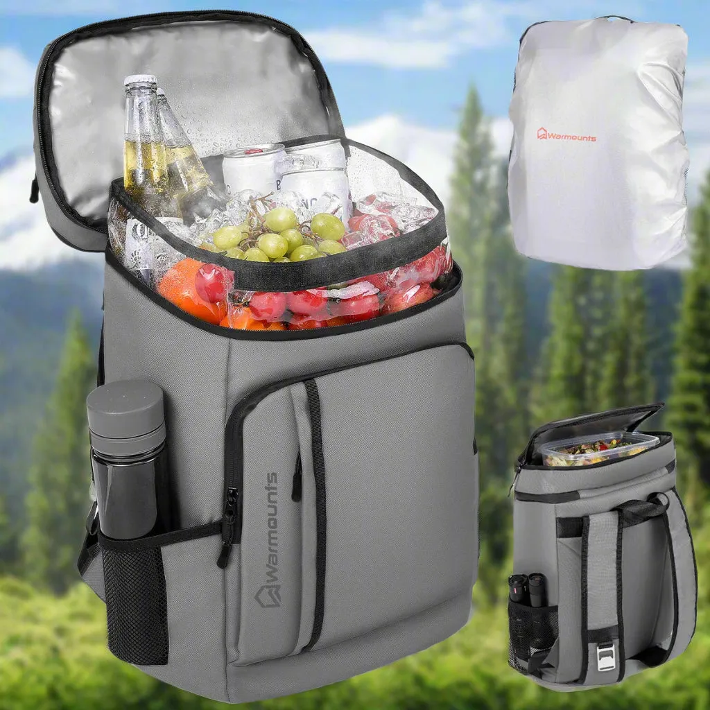 WARMOUNTS Backpack Cooler Insulated 36 Cans W/ Insulating Cover, Upgraded Leakproof Soft Cooler Backpack 2 Compartment for Camping Hiking Picnic Beach