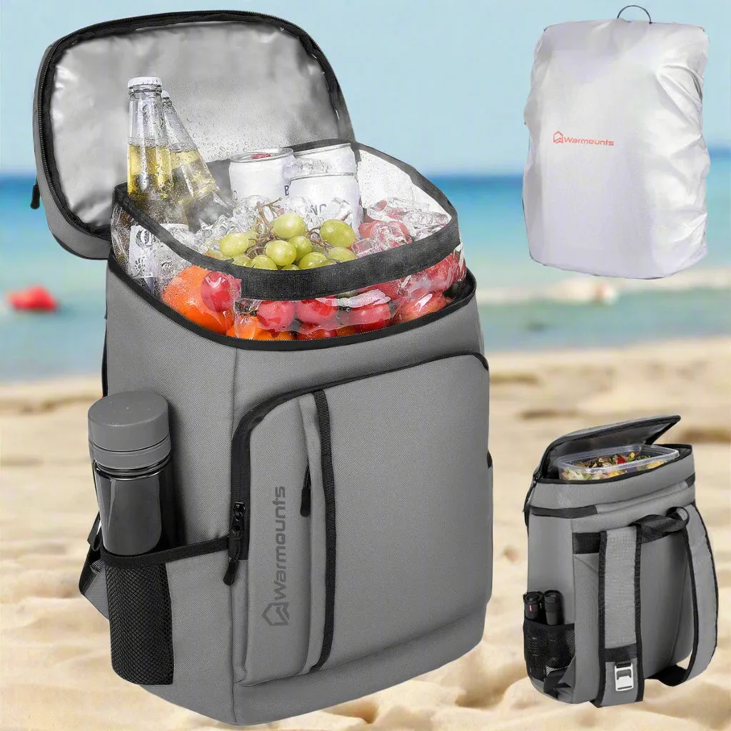 WARMOUNTS Backpack Cooler Insulated 36 Cans W/ Insulating Cover, Upgraded Leakproof Soft Cooler Backpack 2 Compartment for Camping Hiking Picnic Beach