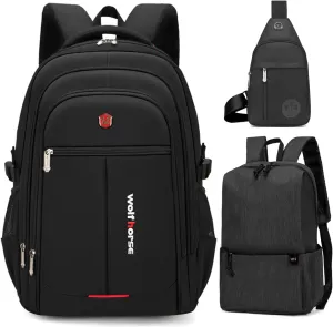 Water Resistant Laptop Backpack with Shoulder Strap, Standard Backpack for Men and Women, Black (black)