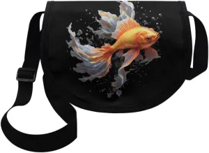 Watercolor Animal Semi Circle Bag Galaxy Purse Crossbody Shoulder Bag Orchid Puppy Dog Modern Vintage Messenger Bag