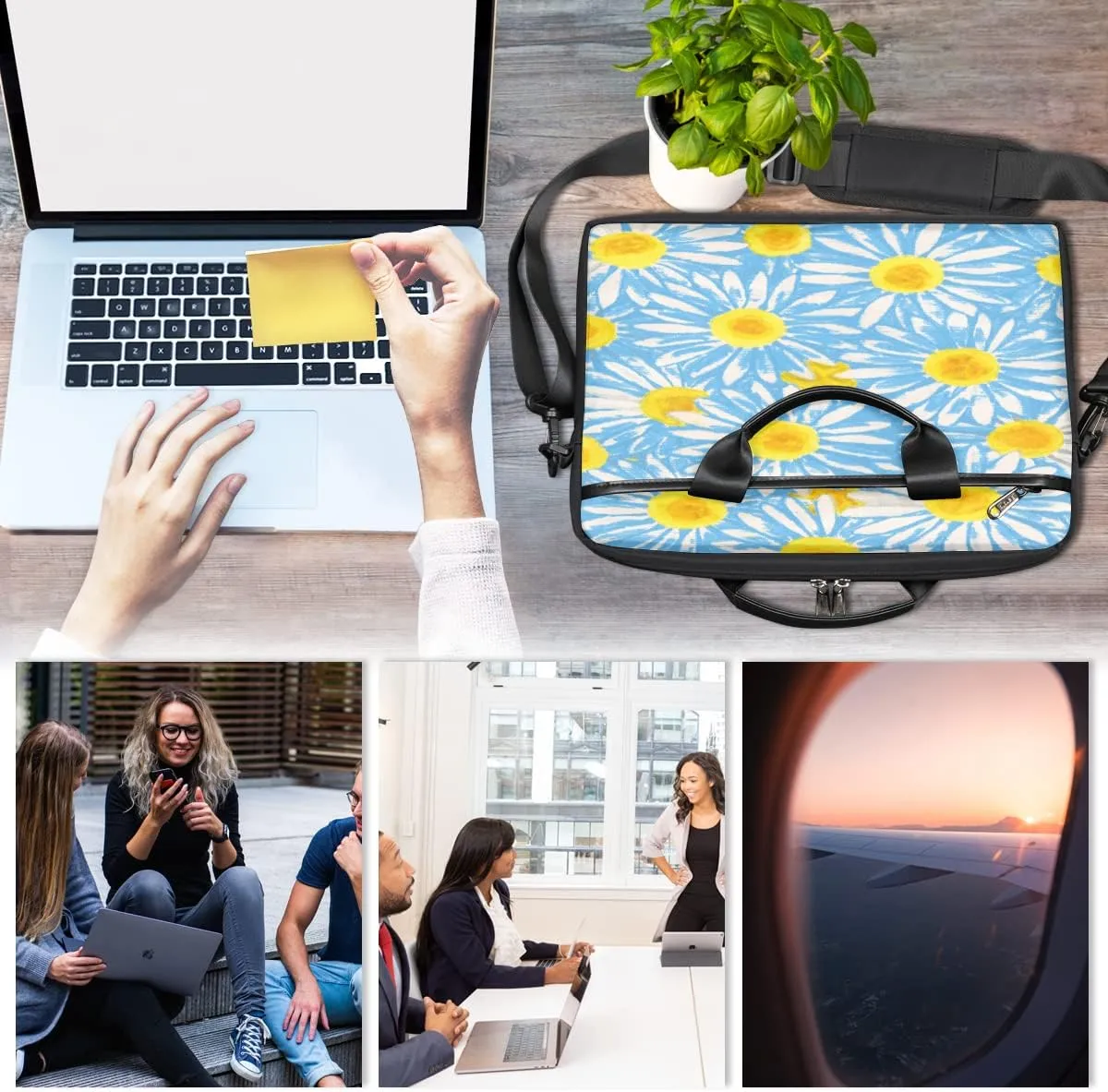 Watercolor Peacock Woman Laptop Shoulder Messenger Bag Waterproof Laptop Briefcase with Handle and Padded Strap Case Sleeve