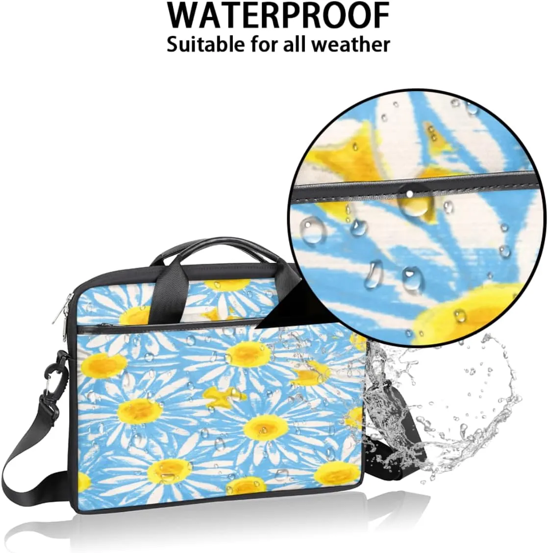 Watercolor Peacock Woman Laptop Shoulder Messenger Bag Waterproof Laptop Briefcase with Handle and Padded Strap Case Sleeve