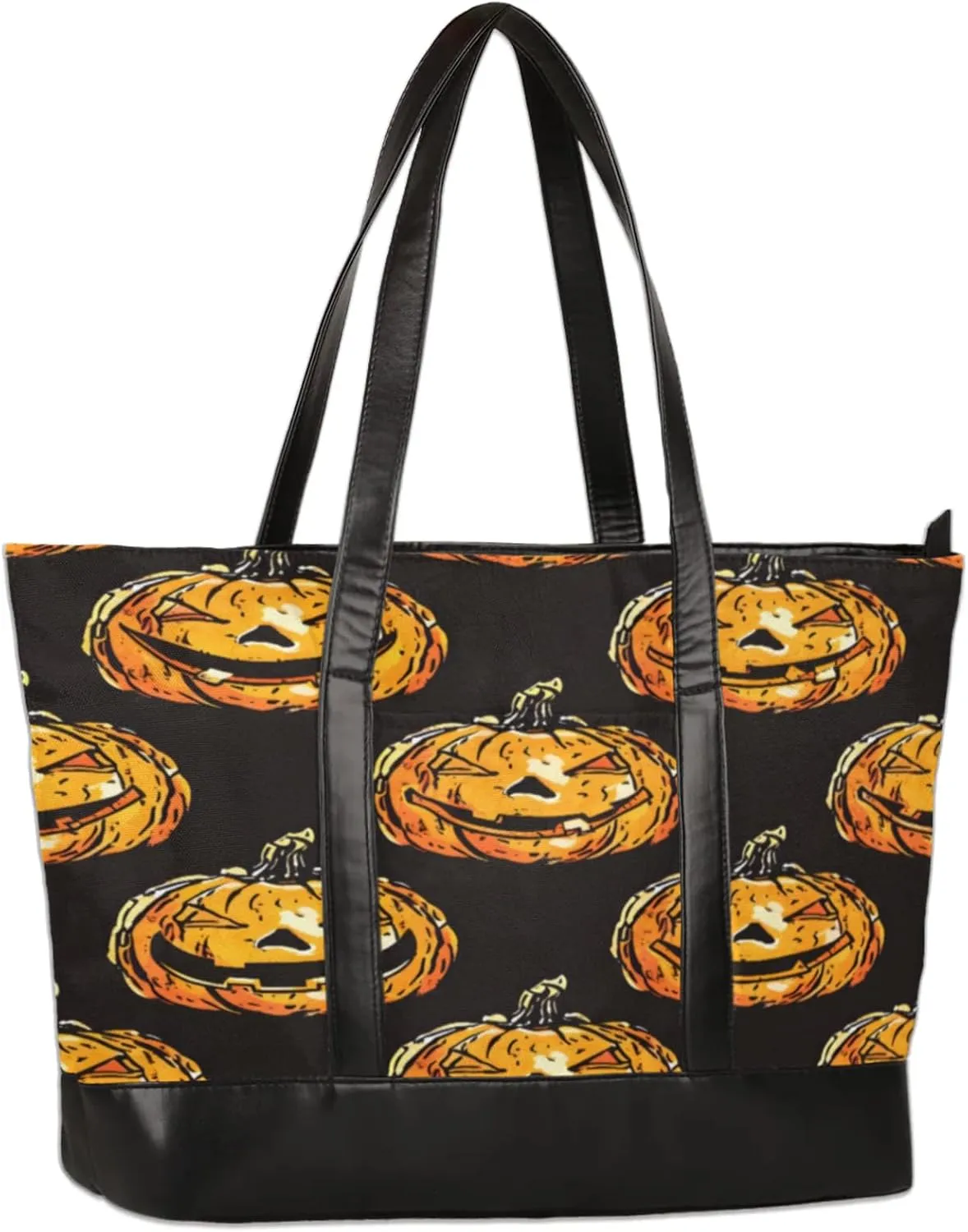 Watercolour Pumpkin Lamps Laptop Tote Bag for Women Lightweight Work Purse with Multiple Compartments Fits 13-15.6 Inch Laptop Tablet Shoulder Bag for Office Travel Daily Use