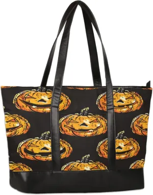 Watercolour Pumpkin Lamps Laptop Tote Bag for Women Lightweight Work Purse with Multiple Compartments Fits 13-15.6 Inch Laptop Tablet Shoulder Bag for Office Travel Daily Use