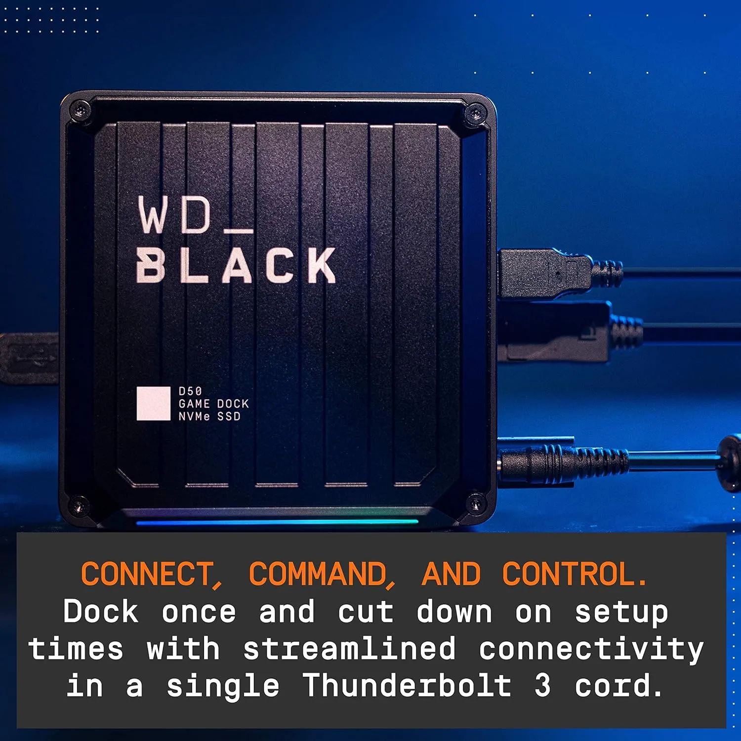 WD_BLACK 1TB D50 Game Dock NVMe SSD Solid State Drive, RGB with Thunderbolt 3 Connectivity, Up to 3,000 MB/s - WDBA3U0010BBK-NESN