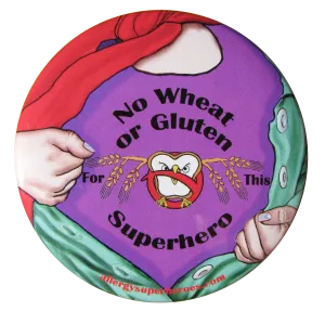 Wheat/Gluten Allergy Superhero Girl Button