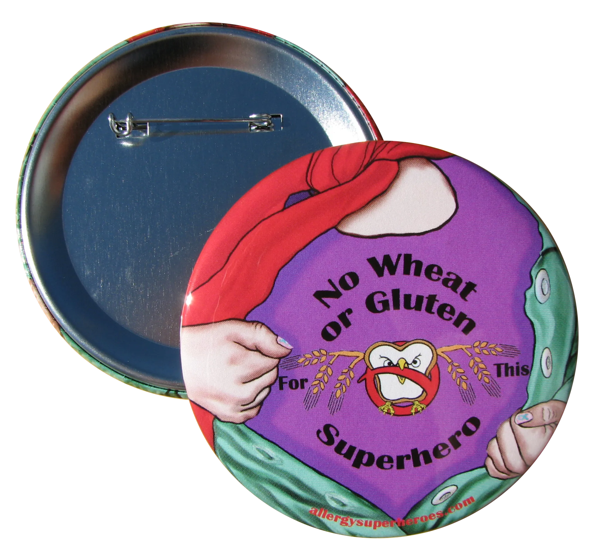Wheat/Gluten Allergy Superhero Girl Button