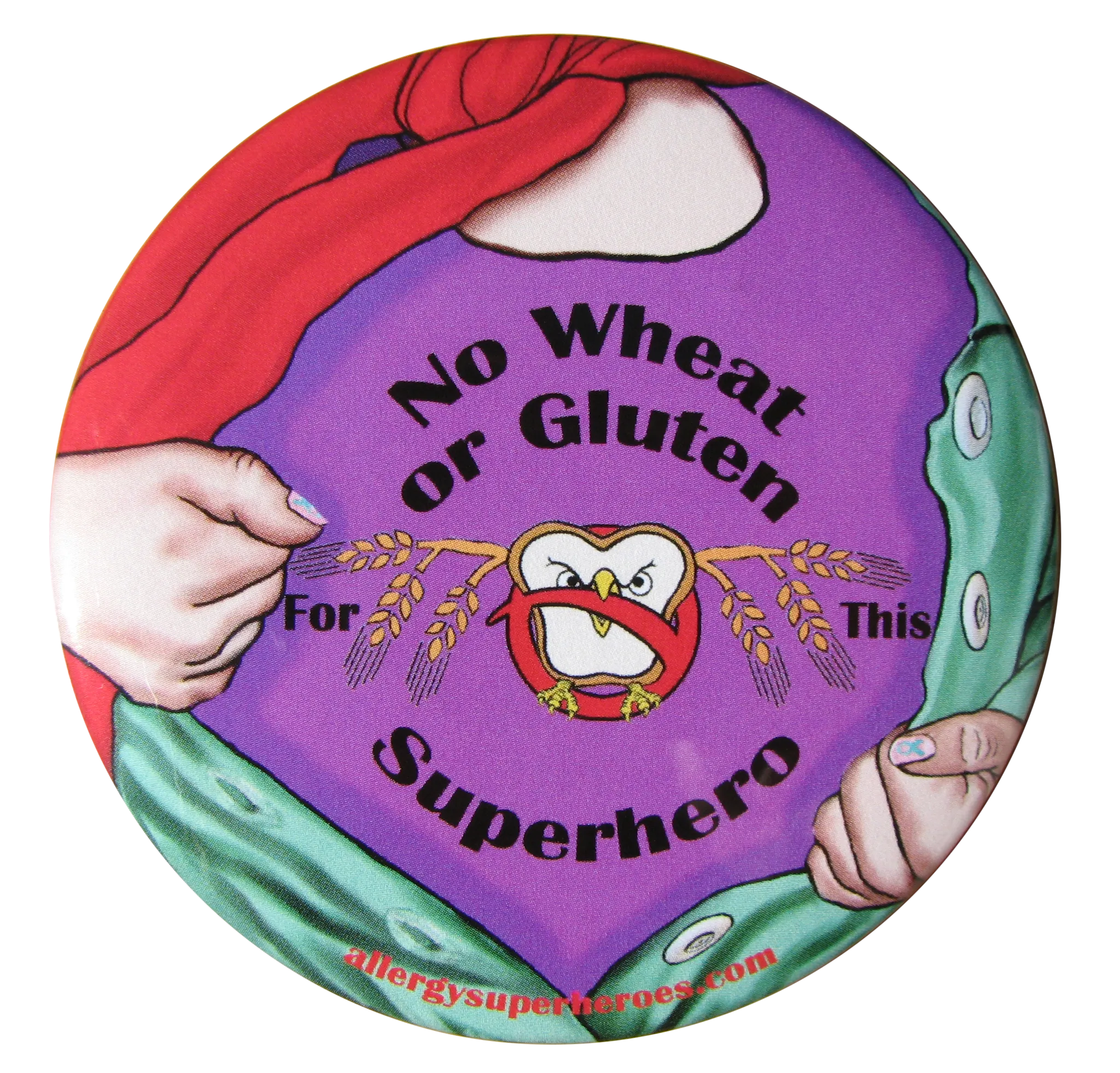 Wheat/Gluten Allergy Superhero Girl Button