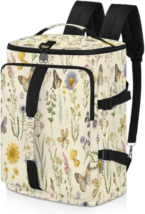 Wildflowers Butterflies Gym Bags for Men Women Sports Backpack with Shoe Compartment 3-in-1 Tactical Duffle Bag for Overnight Weekender Travel