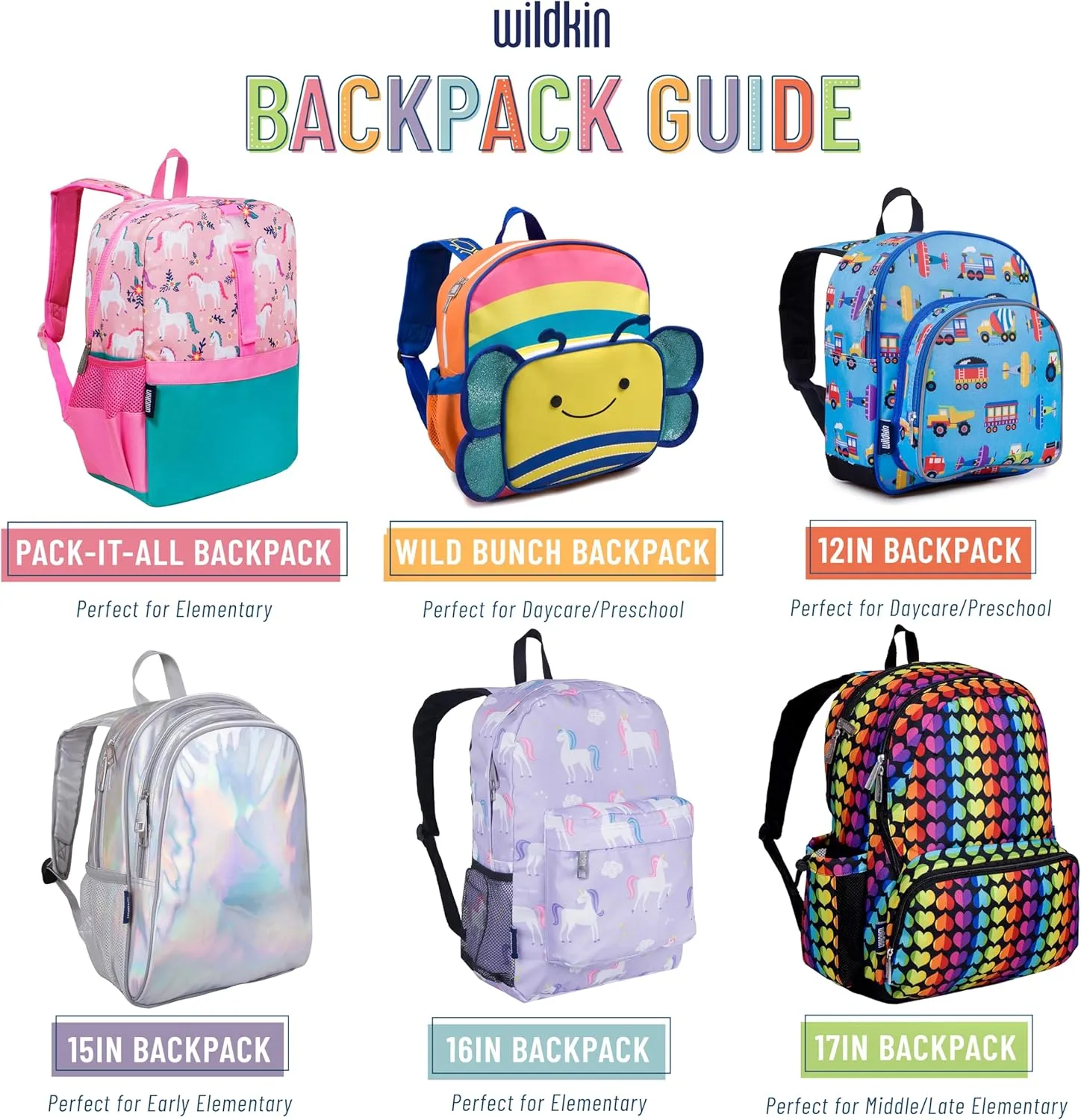 Wildkin 16-inch Kids Backpack – Durable, Padded & Spacious School Bag for Boys & Girls (Horses in Pink)