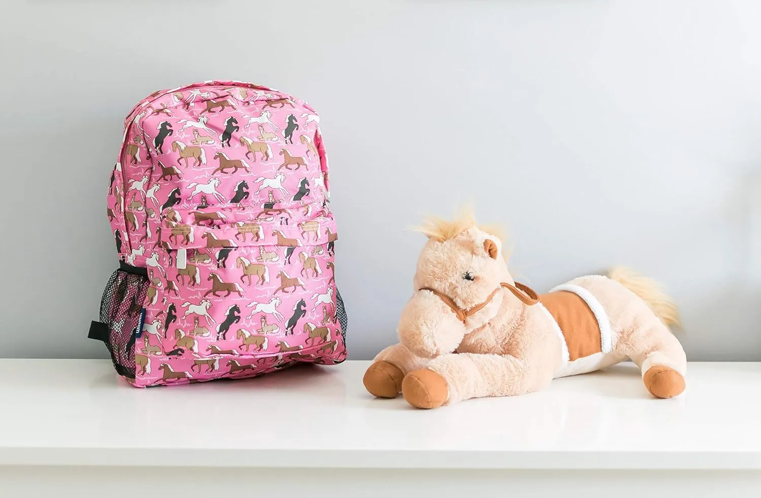 Wildkin 16-inch Kids Backpack – Durable, Padded & Spacious School Bag for Boys & Girls (Horses in Pink)