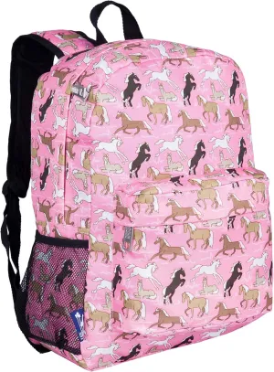 Wildkin 16-inch Kids Backpack – Durable, Padded & Spacious School Bag for Boys & Girls (Horses in Pink)