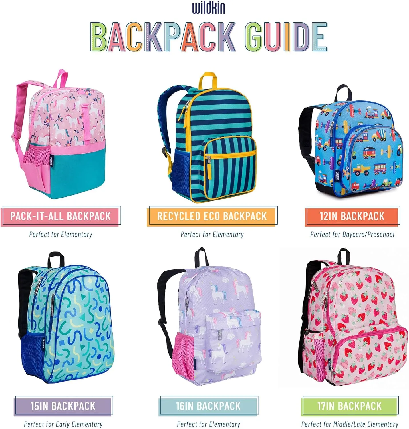 Wildkin 16-inch Kids Backpack – Durable, Padded & Spacious School Bag for Boys & Girls - Mermaid Scales