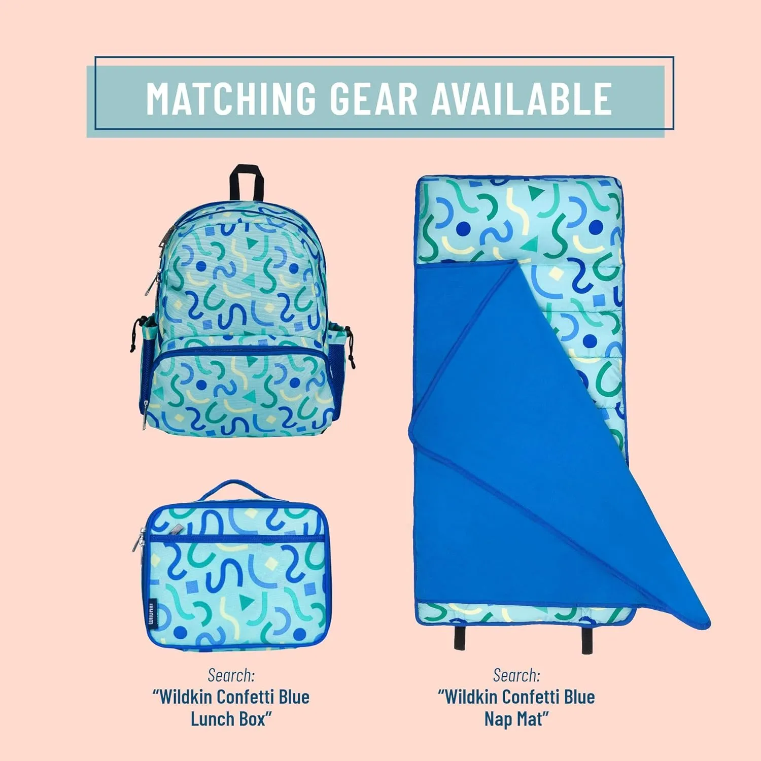 Wildkin 17-inch Kids Backpack – Durable, Lightweight School Bag for Boys & Girls - Confetti Blue