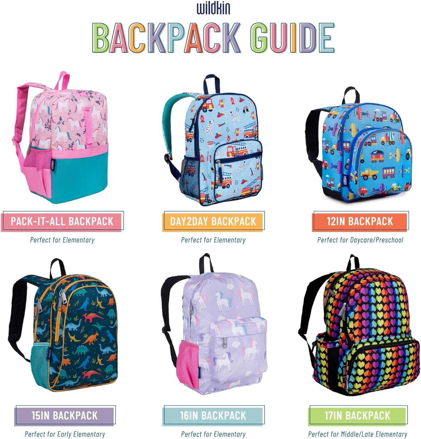 Wildkin 17-inch Kids Backpack – Durable, Lightweight School Bag for Boys & Girls - Confetti Blue