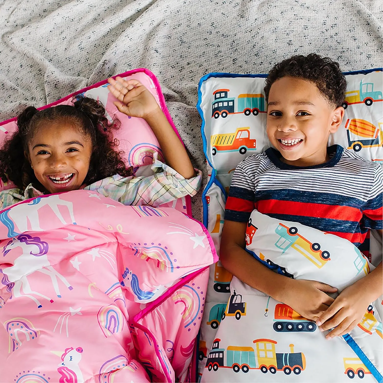 Wildkin Day2Day Kids Nap Mat – Ideal for Daycare, School, Sleepover & Travel - Rainbow Unicorns