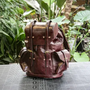 Wine red cowhide handmade backpack/commuting backpack/casual fashion backpack