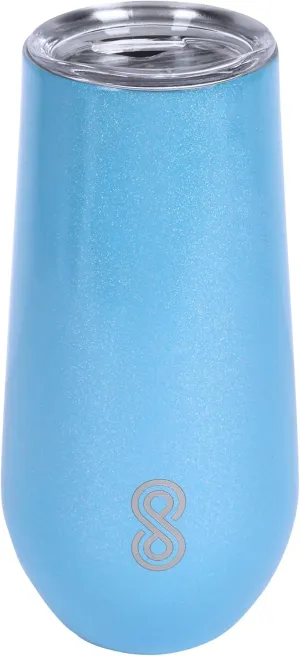 Wine Tumbler 6 Oz with Lid, Stemless Wine Tumbler, Double Wall & Vacuum Insulated | Stainless Steel Travel Tumbler for Cold & Hot Drinks, Pack of 1 (Light Blue)
