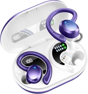 Wireless Earbuds Sport, Bluetooth 5.3 Headphones Bass Hi-Fi Stereo Over Ear Buds, 48Hrs Noise Cancelling Headset with Earhook, IP7 Waterproof Earphones Workout Running for Laptop Pad Android iOS