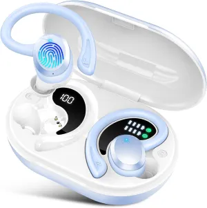 Wireless Earbuds Sport, Bluetooth 5.3 Headphones Bass Hi-Fi Stereo Over Ear Buds, 48Hrs Noise Cancelling Headset with Earhook, IP7 Waterproof Earphones Workout Running for Laptop Pad Android iOS