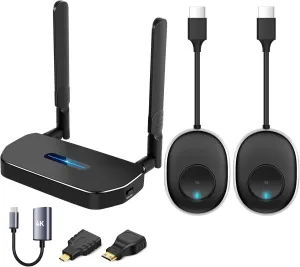 Wireless Hdmi Transmitter and Receiver 4k Kit.One Receiver and Two Transmitter Packages,sender Switch at Will,Matching Distance 50M VGA Dual Screen Casting Video Audio from PC/Laptop/TikTok to Monitor