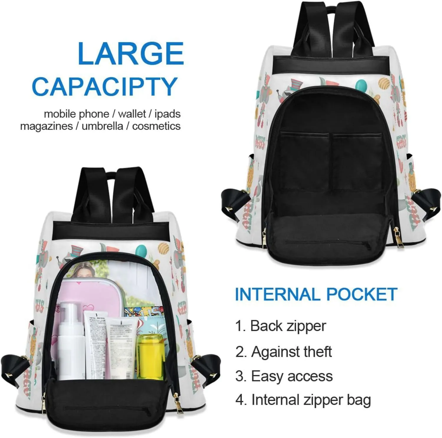 Women Backpack Daypack Casual Shoulder Bag Vintage Anti-theft Travel Backpack Pattern 4