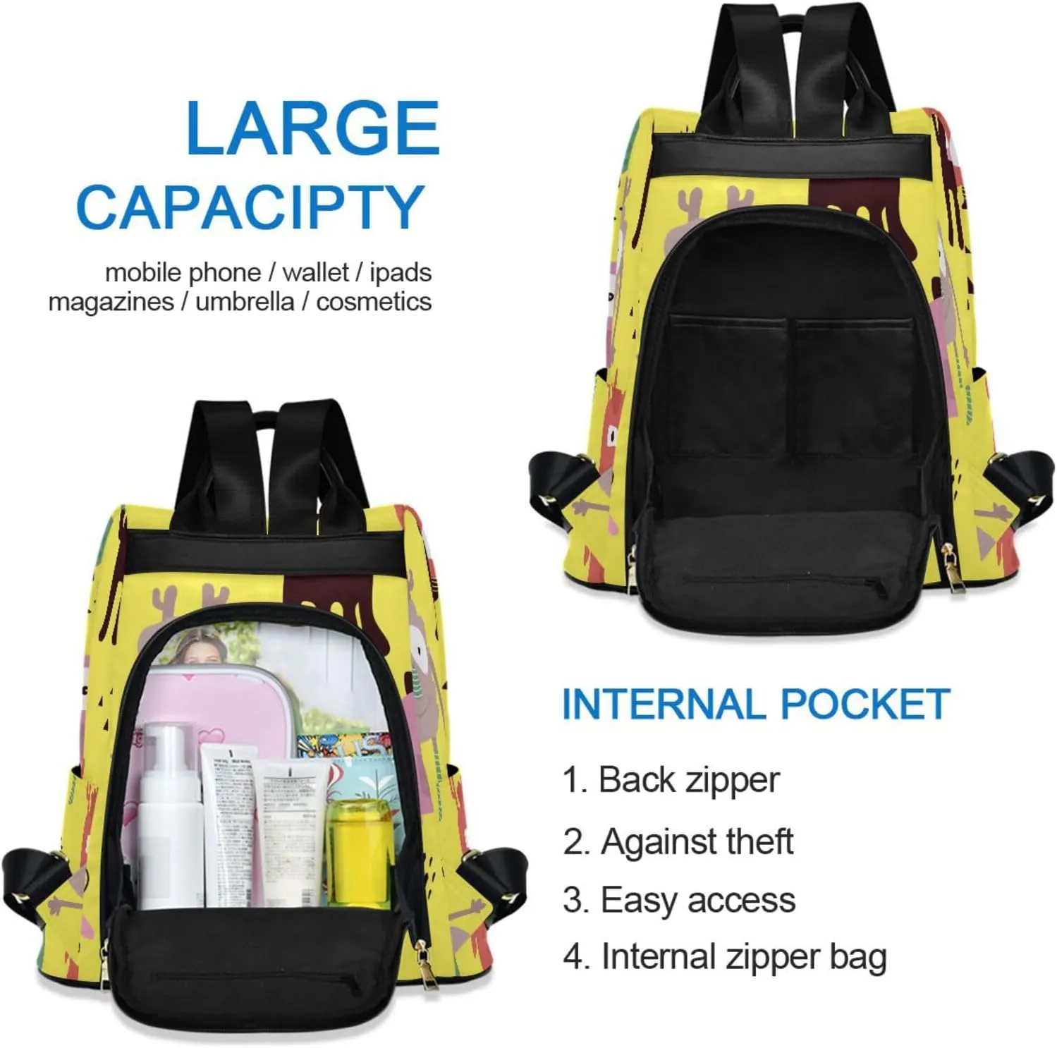 Women Backpack Daypack Casual Shoulder Bag Vintage Anti-theft Travel Backpack Pattern 9